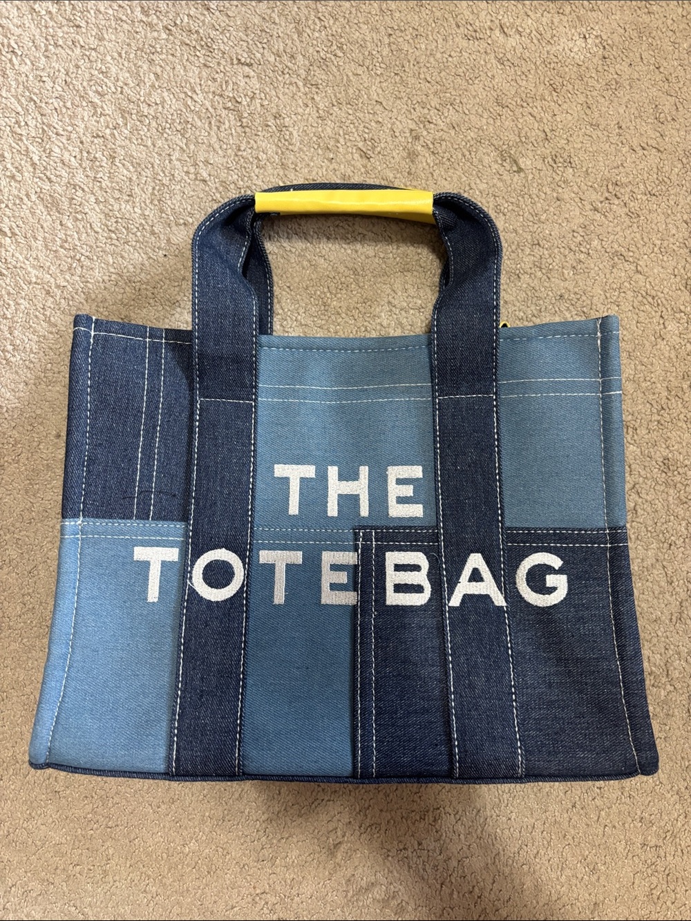 THE TOTE BAG Patchwork Blue Denim Tote Bag